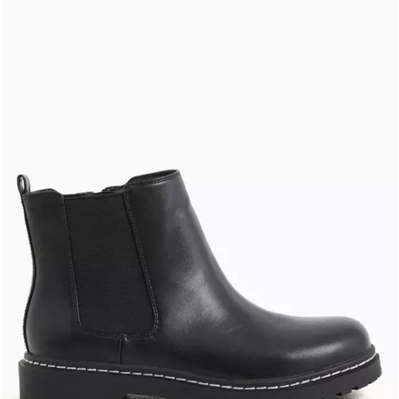 Black Faux Leather Chelsea Bootie (WW - Picture 4 of 8